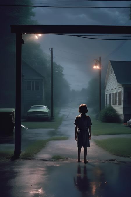 <lora:Gregory Crewdson Style:1>Gregory Crewdson Style - Demon. mastershot. Gregory Crewdson style. Gregory Crewdson photography. Photo realistic. Cinematic lighting.