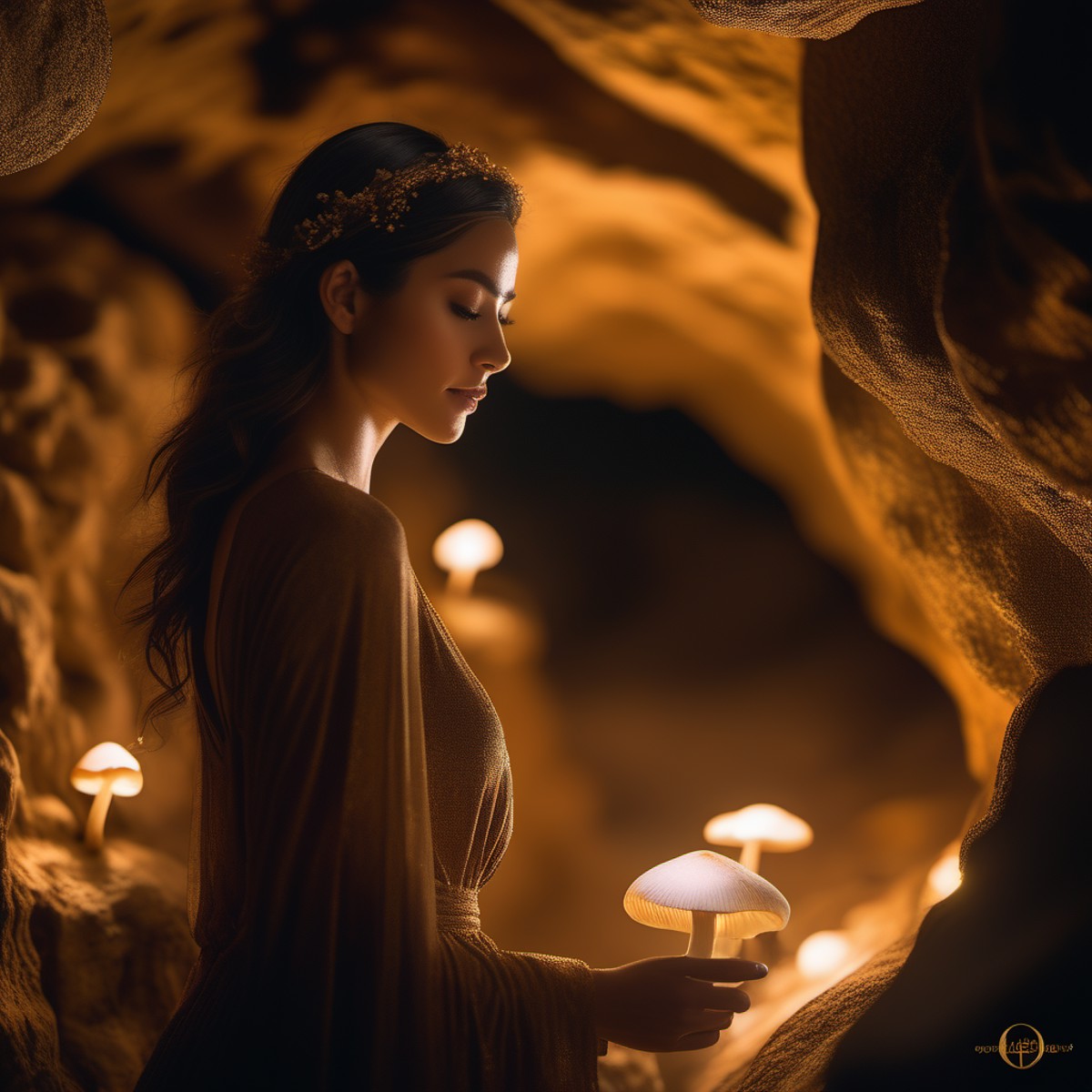 (((beautiful woman))), (mythical cave with glowing mushrooms), epic scene, dynamic camera, Photorealistic, Hyperrealistic,...