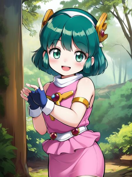 REMI, 1girl, soro, blue eyes, short hair, green hair, hairband,  REMI, blue_eyes, short_hair, green_hair, hairband, child,