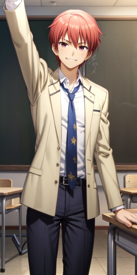 otonashi yuzuru red hair brown eyes school uniform