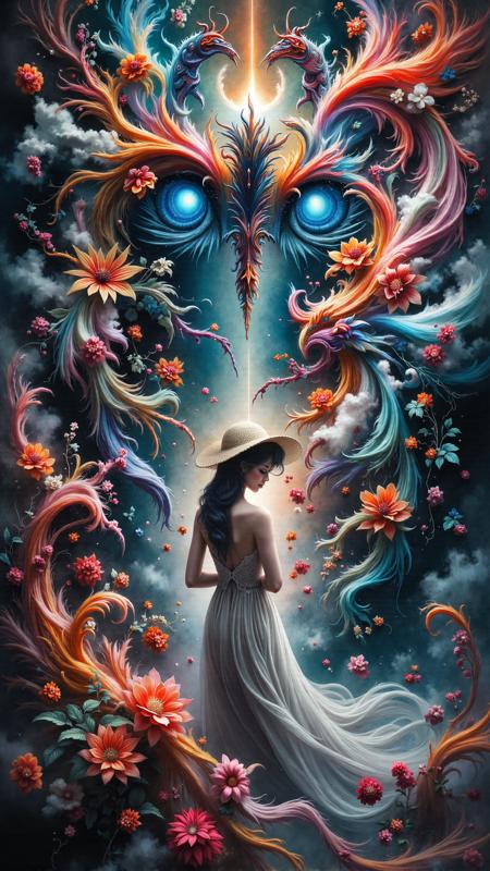 epic stunning details, extremely colorful fantasy art by Magali Villeneuve, Junji Ito and Anne Stokes, In a dimly lit room, a delicate watercolor painting comes to life, with intricate patterns and textures that bring the scene to life. The colors are muted and bold, with deep reflections of each other etched into their surface, capturing the beauty and tranquility of natural environments, Alternative comics, splash of color, Arthurian legends, fantasy, traditional Japanese influences, sword and sorcery, superhero illustrations, hyperrealistic robots, themes of femininity and spirituality, creative storytelling, vibes, highly color focused, full color, intricate detail, deep aesthetic
