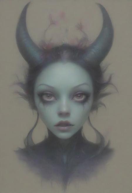 colorful, creepy drawing, simple illustration, creepy, scary, head and shoulders portrait of succubus with flowers aquatic motifs, by Giger, Tim Burton, Artgerm, hyperdetailed
