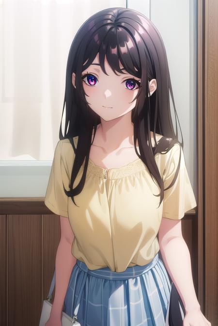 kaorihoujou, <lora:kaori houjou s1-lora-nochekaiser:1>,
kaori houjou, long hair, bangs, (black hair:1.5), (red eyes:1.2), sidelocks, smile,
BREAK skirt, shirt, collarbone, short sleeves, bag, blue skirt, yellow shirt, handbag,
BREAK indoors, classroom,
BREAK looking at viewer, (cowboy shot:1.5),
BREAK <lyco:GoodHands-beta2:1>, (masterpiece:1.2), best quality, high resolution, unity 8k wallpaper, (illustration:0.8), (beautiful detailed eyes:1.6), extremely detailed face, perfect lighting, extremely detailed CG, (perfect hands, perfect anatomy),