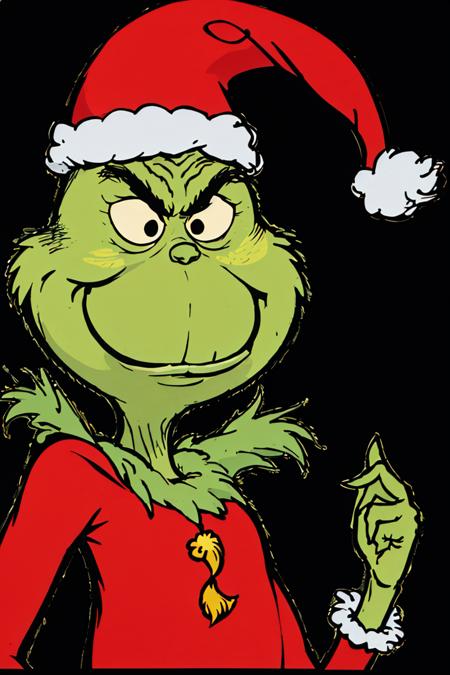 <lora:Style_of_the_Winds:0.8>,((masterpiece,best quality)), absurdres, <lora:Grinch_v2:0.8>, Grinch, simple background, 1boy, hat, upper body, male focus, black background, christmas, santa hat, santa costume, cowboy shot,