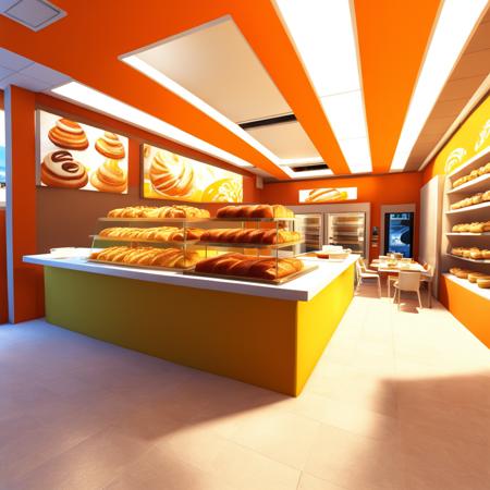 <lora:MirrorsEdge_v1.1:1>, Mirror's Edge style, a bakery with delicious pastries and coffee, barista, tables, chairs, 3D, anti-aliasing, highly detailed