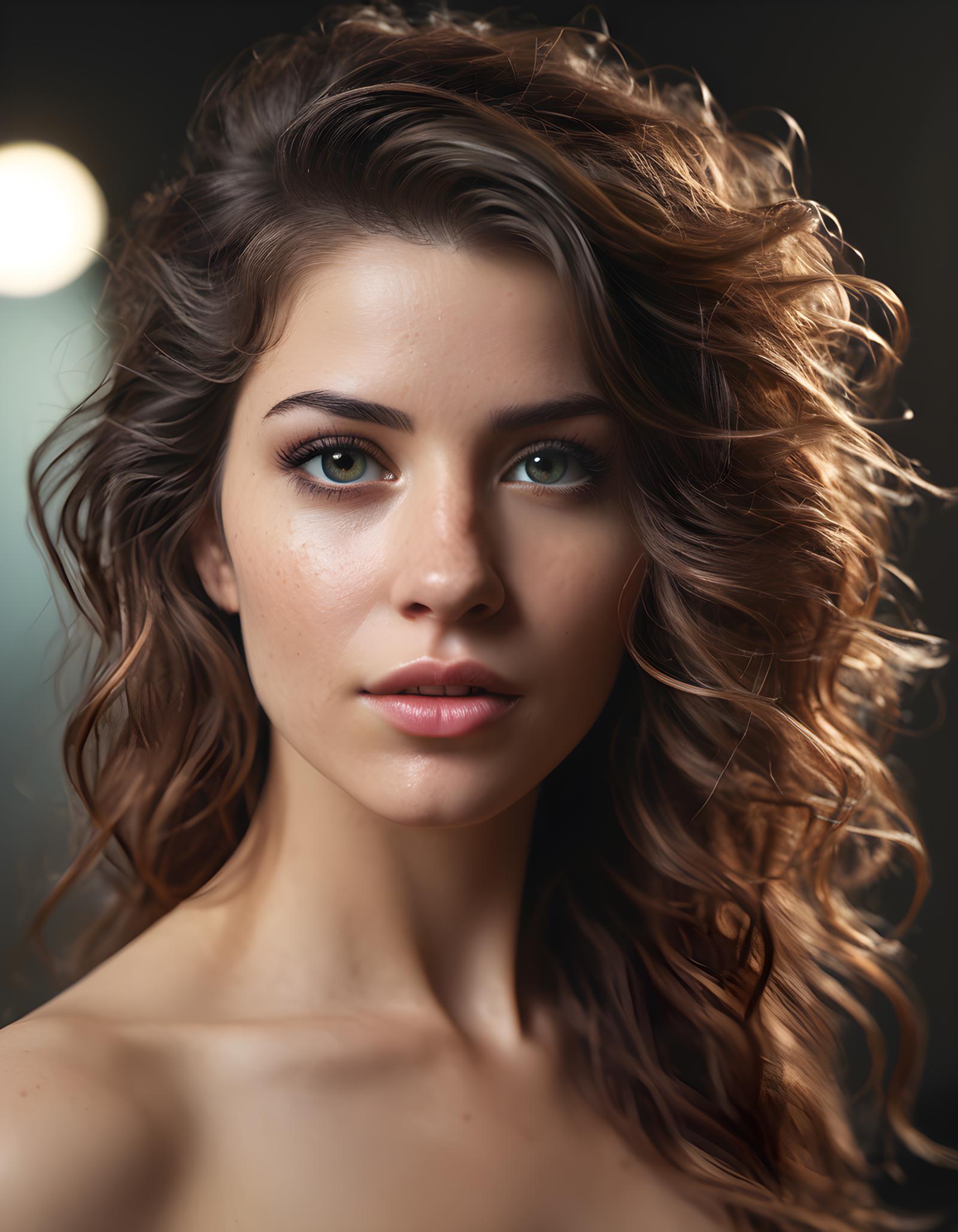 Photograph of  cinematic photo realistic skin texture, photorealistic, analog raw portrait photo of a beautiful woman flow...