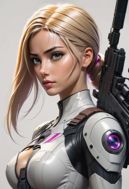 Rapunzel, cinematic photo Tank Girl, (reimagined in a cyberpunk universe), (cyberpunk style), (cyberpunk), (cyberpunk outfit), (punk hair), style of stanley artgerm, artgerm style, white background, simple background