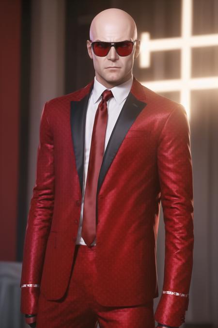 (With_no_beard:1.3),
red background behind him,
Standing at attention,
Red_suit,Red_jacket,shirt,sunglasses,
<lora:Agent47_hitman-KK77-V1:0.8>,Red_tie,bald Head, blue_eyes,
1 old_Man, 50yo,male,looking at viewer,(angry:1.0),
NSFW,official art,extremely detailed CG unity 8k wallpaper, perfect lighting,Colorful, Bright_Front_face_Lighting,
(masterpiece:1.0),(best_quality:1.0), ultra high res,4K,ultra-detailed,
photography, 8K, HDR, highres, absurdres:1.2, Kodak portra 400, film grain, blurry background, bokeh:1.2, lens flare, (vibrant_color:1.2)