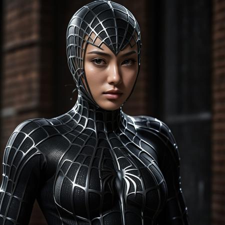 score_9, score_8_up, score_7_up, best quality, realistic, masterpiece, beautiful detail, hyperrealistic, night, ((1girl, woman body, large breast)), amazing detailed full body of a beautiful japanese girl, wearing a realistic and highly detailed black raimi spider-man suit, ((defined muscular girl)), professional model wears ultra - detailed black raimi spider - man suit, ultra - detailed and grained black raimi spiderman suit, suit covered entire body and hand, black spiderman gloves, wet, (dirty skin), close up, octane render, highly detailed, volumetric, dramatic lighting, (highest quality:1.1), (HDR:1.3), (top quality, best quality), realistic, high definition, sharp contrast between light and shadow, athletic and fit physique, highly detailed and accurate portrayal, photorealistic rendering, tense and alert atmosphere cinematic scene, cinematic lighting, intricate detail skin and facial texture, lifelike expression, accurate character design, dynamic pose, interesting and complex background details,