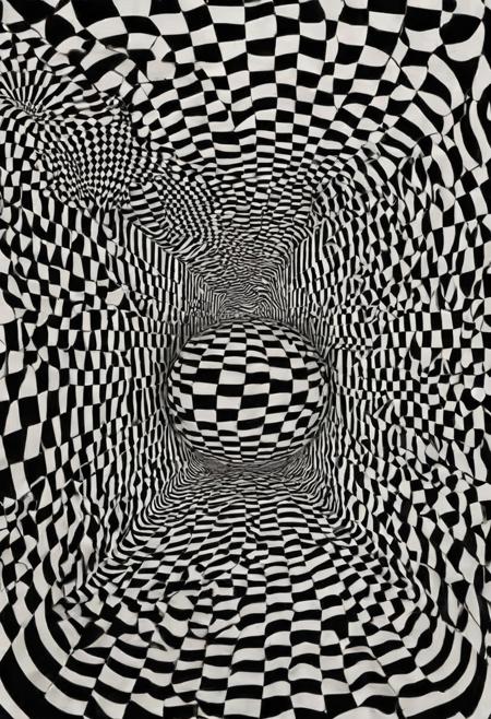 Op Art
Op Art, short for optical art, is a genre of geometric abstract art that delves into optical sensations using various visual effects. These effects include the repetition of simple forms, vibrant color combinations, moiré patterns, foreground-background ambiguity, and an exaggerated perception of depth. Op Art creations employ visual perception tricks, such as manipulating perspective rules, to create the illusion of three-dimensional space. capturing the fascination with visual perception and the exploration of human cognition characteristic of the era.