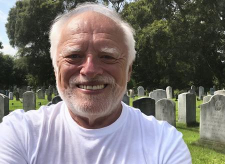 <portrait of smiling sks person at cemetary, masculine, epic > (photo, studio lighting, hard light, sony a7, 50 mm, hyperrealistic, big depth of field, mate skin, pores, wrinkles, concept art, colors, hyperdetailed, hyperrealistic) , (graves)