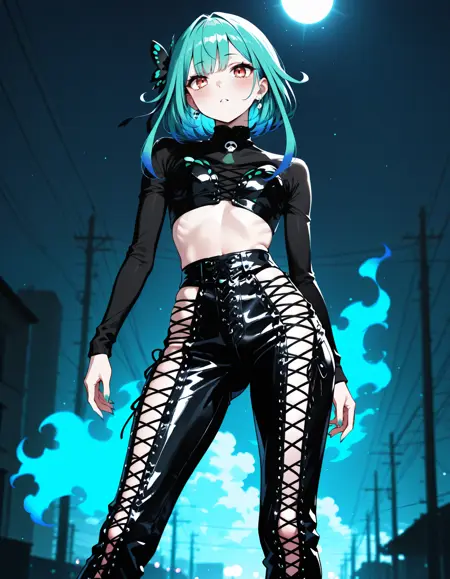 Hollow Leather Cross-Laced Pants