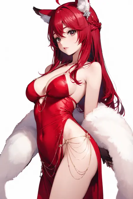 红色奢华性感长裙-(cosplay)(情趣制服)Red luxurious and sexy long dress - (cosplay) (sexy costume)