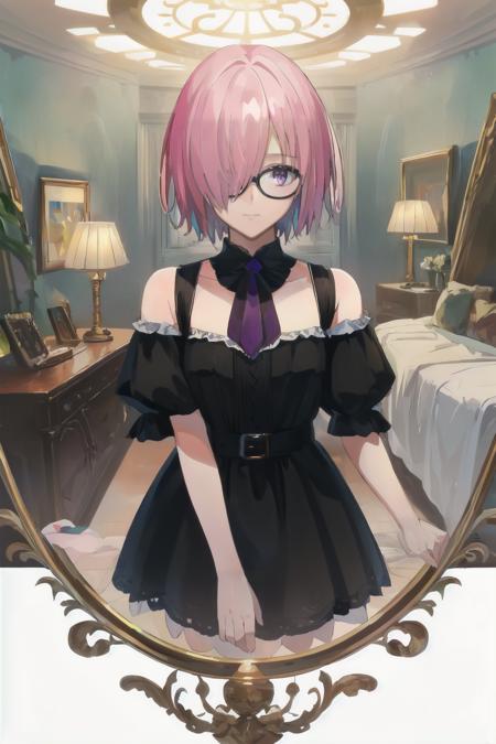 (high quality, high resolution:1.3), 4k, masterpiece, detailed background, indoors, <lora:FGO_Style-14:1>
BREAK
1girl, solo, <lora:mash kyrielight by goofy ai:1>, mash kyrielight, light purple hair,short hair,hair over one eyes, glasses, purple eyes, (medium shot:1.1), <lora:GoodHands-beta2:1.0><lora:GoodHands-beta2:1.0>