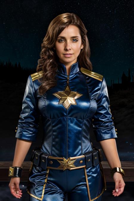 captain costume,  night sky  <lora:Louise_Redknapp:1> mature l1873r, 1girl, solo, masterpiece, best quality, detailed face,