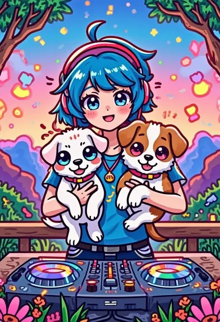 DJ_Trendy Cartoon Style_People And Pets