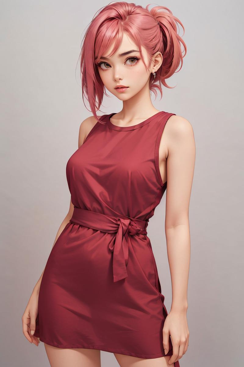 Maroon Dress With A Side Slit image by MarkWar