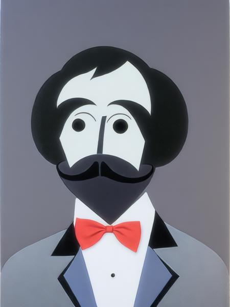 <lora:GeorgeCondo:1>a cartoon character with a mustache and a bow tie and a mustache on his face by George Condo