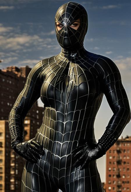 score_9, score_8_up, score_7_up, best quality, realistic, masterpiece, beautiful detail, hyperrealistic, afternoon sky, ((1girl, woman body, big breasts)), amazing detailed full body portrait of a beautiful japanese girl, wearing a realistic and highly detailed black raimi spider-man suit, ((huge muscular girl)), professional model wears ultra - detailed black raimi spider - man suit, ultra - detailed and grained black raimi spiderman suit, suit covered entire body and hand, black spiderman gloves, wet, (wears black spider man mask), (full body), (dirty skin), close up, octane render, highly detailed, volumetric, dramatic lighting, (highest quality:1.1), (HDR:1.3), (top quality, best quality), realistic, high definition, Expressionism - sharp focus, professional photography, masterpiece, ultra detailed photograph, high quality, 8k,