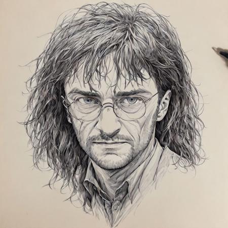 a portrait of harry potter
highres, hq, highly detailed,  line art, ink sketch 
 <lyco:kangmeng:1>