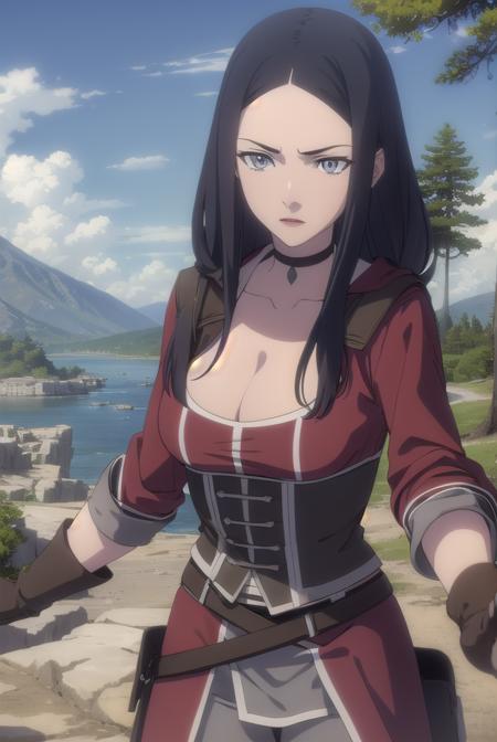 tetragilcrest, <lora:tetra gilcrest-lora-nochekaiser:1>,
tetra gilcrest, long hair, black hair, (grey eyes:1.5),
BREAK gloves, cleavage, boots, choker, belt, pants, fingerless gloves,
BREAK outdoors, forest, nature, grass, trees, sun, sky, clouds,
BREAK looking at viewer, (cowboy shot:1.5),
BREAK <lyco:GoodHands-beta2:1>, (masterpiece:1.2), best quality, high resolution, unity 8k wallpaper, (illustration:0.8), (beautiful detailed eyes:1.6), extremely detailed face, perfect lighting, extremely detailed CG, (perfect hands, perfect anatomy),