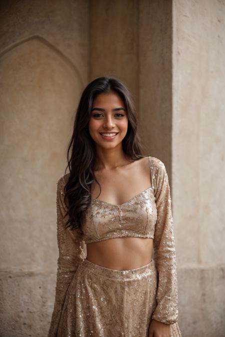 petite small person pakistani woman, dssequin, wearing sequin embroidered lehnga <lora:dssequin:0.5>, (knowing smile:1.1), teeth, wedding reception, london, <lora:add_detail:0.5>, <lora:real_skin:0.5> skin, <lora:CuteSD:0.5> Bellissima, cute, beautiful, <lora:retromanba:0.3> Yamanba (dark skin:1.1), sexy, sensual, RAW photo, 8k uhd, dslr, soft lighting, high quality, film grain, Fujifilm XT3, lr, front view, low angle, candid, amateur, unposed, badly framed, full body,