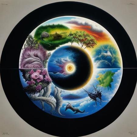 Cycle of life, surrealistic, natur, birth, death, masterpiece, surreal, photorealistic