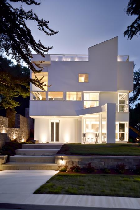 <lora:JJsTheWhitesArchitecture:1> , ((the whites architecture)) , , ((masterpiece)), ((best quality)),  realistic, high detailed, (outdoor) , soft lighting, no human, ((building)), wall, sky,road,tree, window, grass,