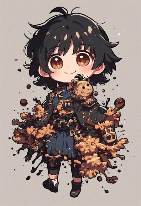 score_9, score_8_up, score_7_up, score_6_up, source_anime, ink splats, 1girl, chibi, smile, cute, sumi-e,
