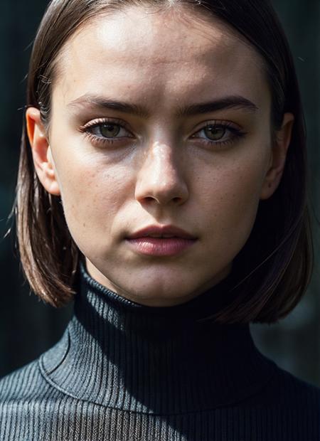 A stunning intricate full color portrait of (sks woman:1), wearing a black turtleneck, epic character composition, by ilya kuvshinov, alessio albi, nina masic, sharp focus, natural lighting, subsurface scattering, f2, 35mm, film grain, <lora:lora_daisy_v1_from_v1_160:1>