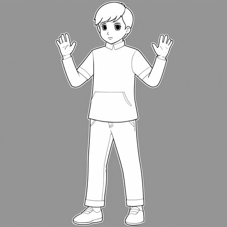 monochrome simple background white background solo full body greyscale