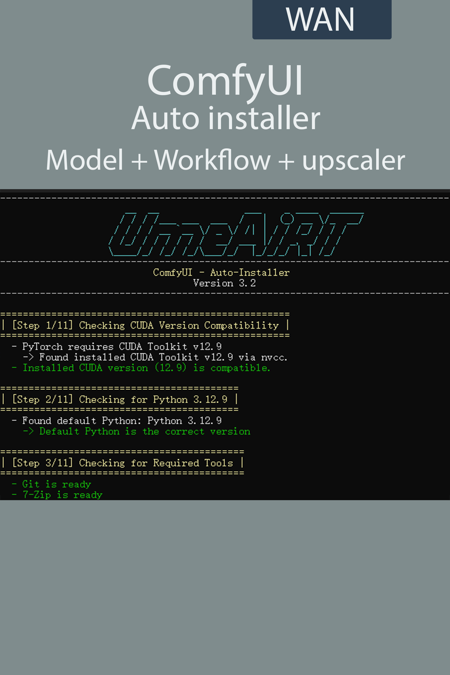 ComfyUI auto installer WAN | SageAttention | 50XX cards compatible | v3.2