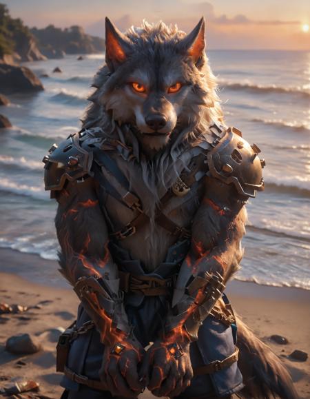 fenrir canine wolf glowing eyes glowing markings chest tuft muscular anthro