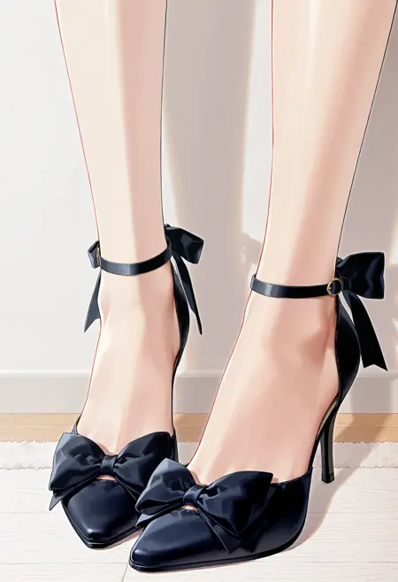 Bow Accent Kitten Heels