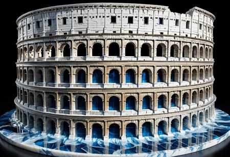 Excellent quality, masterpiece, high resolution, intricate and detailed,
(cs-cr1stal-v2:1.2),
figure composed of a single huge brilliant, sculpture of a (colosseum:1.1) in white and blue liquid marble, translucent, gold veins,
translucent, ethereal, majestic, detailed digital art, close-up, ground shot,
dark background,