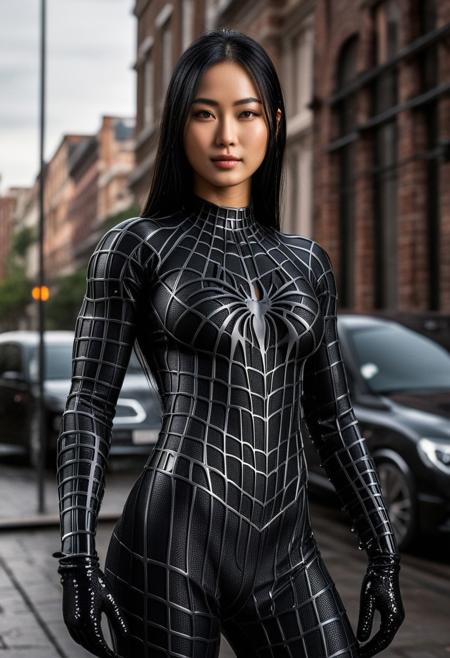 score_9, score_8_up, score_7_up, best quality, realistic, masterpiece, beautiful detail, hyperrealistic, cafe, ((1girl, woman body, huge breasts)), amazing detailed full body portrait of a beautiful japanese girl, wearing a realistic and highly detailed black raimi spider-man suit, ((huge muscular girl)), professional model wears ultra - detailed and grained black raimi spider - man suit, suit covered entire body and hand, black spiderman gloves, wet, ((standing, full body shot, pose variation:1.5, alternate pose:1.5, selfie)), (((depth of field))), sweet smile, black hair, octane render, highly detailed, volumetric, dramatic lighting, (highest quality:1.1), (HDR:1.3), (top quality, best quality), realistic, high definition, Expressionism - sharp focus, professional photography, masterpiece, ultra detailed photograph, high quality, 8k,