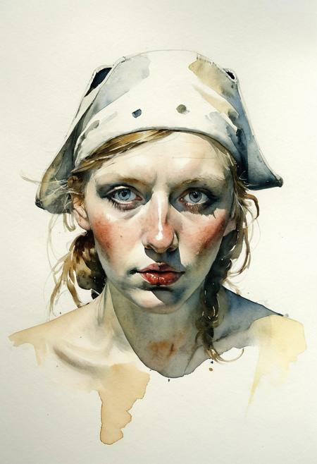 Facial expression style, (watercolor), (Gil Elvgren:0.8), ((clever pirate)) female (cute:1.4), (Andrew Wyeth:0.6)