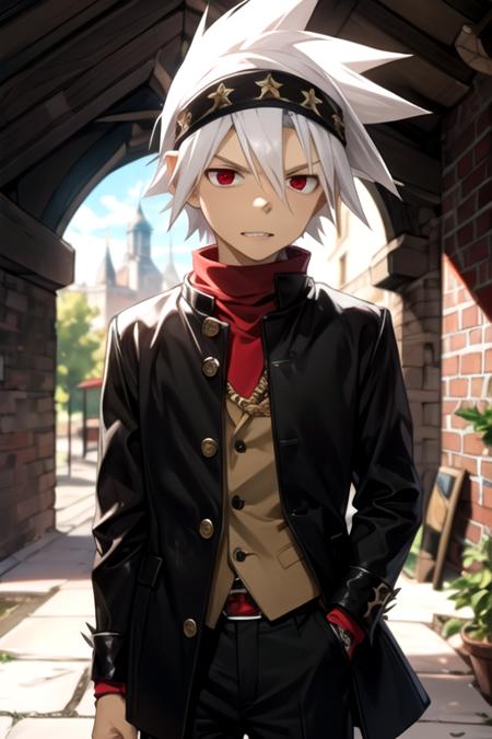 soul_eater_evans white hair red eyes spiked hair