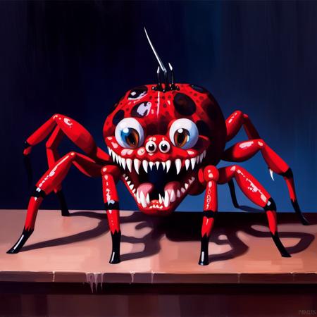 painting of Spider with sharp teeth, George Condo Style, horror(theme), <lora:MBTDF xl-000002:0.9>