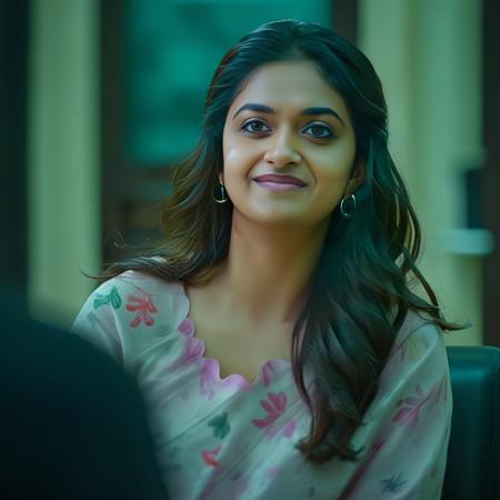 KeerthySuresh, photograph, Foolish Girl, Dirty hair, indoors, Black lighting, film grain, Sony A9 II, 800mm lens,  <lora:KeerthySureshSDXL:1>