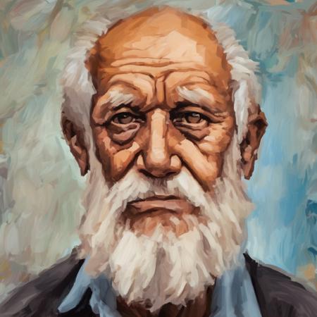 An oil painting portrait of a bearded elderly man with kind eyes, cartooneffects four.<lora:Cartooneffects_Four_SDXL_V1:1>