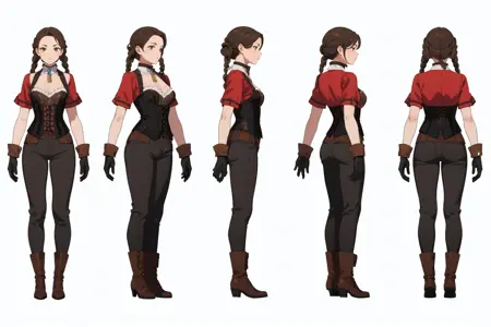 SD1 Charturn, Multi-View, Turnaround, Model Sheet, Character Design