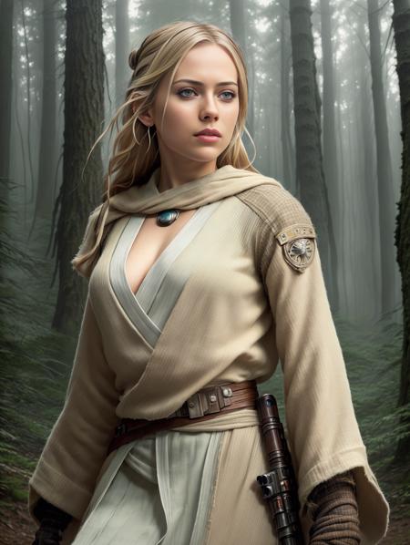 (8k, best quality, masterpiece),(best quality), (ultra highres), action pose, a beautiful woman <lora:AvrilV1:1.0>  , detailed iris, blonde hair, full body portrait, wearing rey jedi robes, star wars, forest endor background, modelshoot style, intricate, elegant, skin details, realism, (hyperrealism), (cinematic), (hyperdetailed), hdr