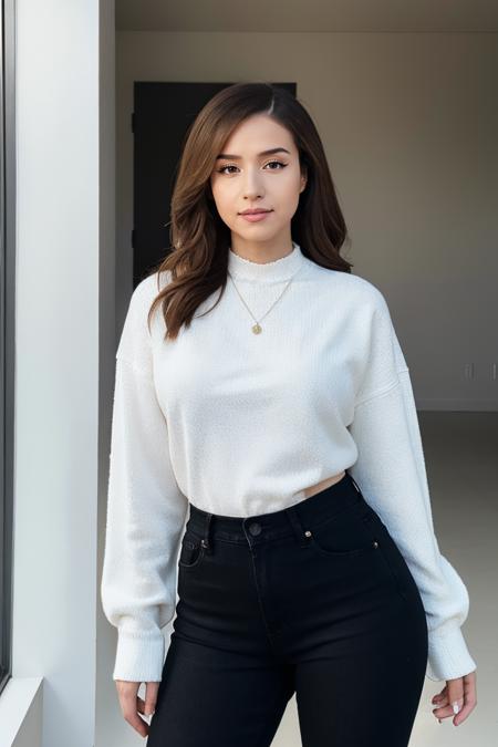 masterpiece, photorealistic ultra-detailed raw image, Poki_Mane woman, a voluptous woman in black jeans,   <lora:PokiMane:0.8>