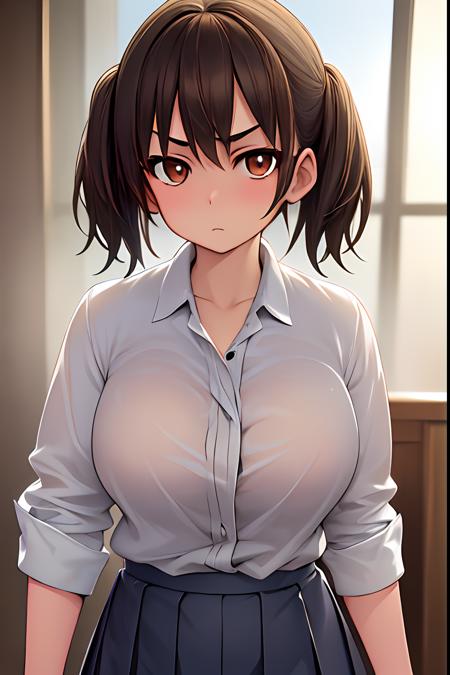 (exceptional, best aesthetic, best quality, extremely detailed), 1girl, solo, shikki, serious, looking_at_viewer, short_hair, pigtails, school_uniform
Negative Prompts