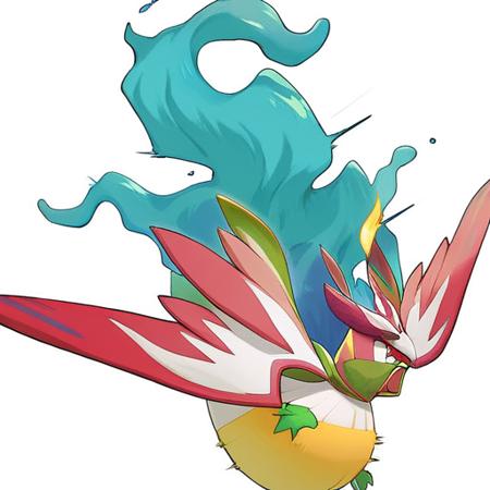 <lora:pokemon_pony_xl:0.5>, Type: Ghost, Type: Flying Egg Group: Not obtainable The animal's hindquarters are adorned with Red stripes that pulse rhythmically, playing a role in mating rituals and social interactions,The animal's beak is serrated, perfect for tearing into the tough hide of Orangutan baby,Its back is lined with Yellow vents that release excess heat, allowing it to thrive in Flying environments.,It has a Cyan membrane between its fingers and toes, aiding in swimming and making it an adept Normal hunter.,Its underbelly is soft and Copper, a stark contrast to its otherwise rugged exterior, score_9, score_8_up, score_7_up, score_6_up, score_5_up, score_4_up.  Simple white background, (Masterpiece:1.3) (best quality:1.2) (high quality:1.1)