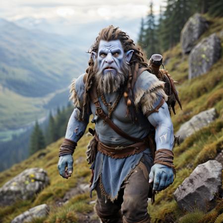 highly detailed photo of a (firbolg):1.2 in a mountainside,


firbolg, colored skin, blue skin, solo, 
standing, walking, running, 1boy, manly, holding, holding weapon, weapon,

in a mountain pass with rocks and stones,

depth of field:1.2, blurry, blurry background,
realistic:1.3,

photorealistic,
fantasy, cinematic,
32k, best quality, 
god rays:1.2,
dappled sunlight:1.1,




