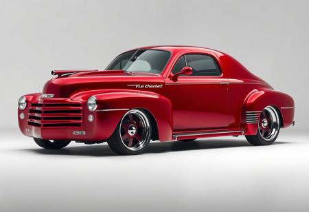 hyperrealistic, hypermaximalist, absurdres, detailfetishist, 2026 HHR has been heavily styled after the 1942 Chevrolet Fleetline Special Deluxe Coupe in an attempt to attract people who don't usually buy new cars, the fenders rise up on ether side of the hood like wings with a sharp tail setting the car apart stylistically from the modern market looking futuristic by incorporation forgotten elements of classic design