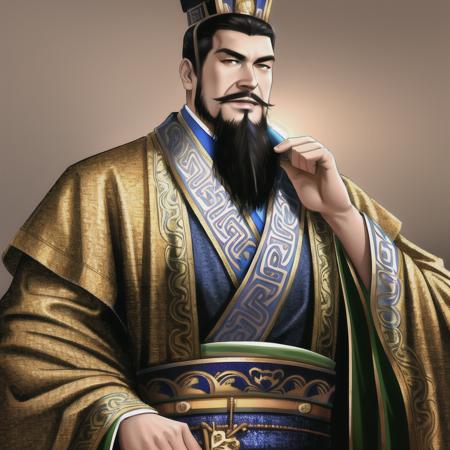 high quality, masterpicec, highres, 4k, 8k, ultra-detailed,1boy, beard, chinese_clothes, facial_hair, hand_up, long_sleeves, male_focus, mustache, old, old_man, robe, sash, smile, solo, upper_body, wide_sleeves,<lora:lihui:0.75>