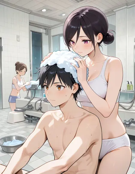 銭湯の三助 、 湯女 、 入浴介助 / Public Bath , Bathing assistance